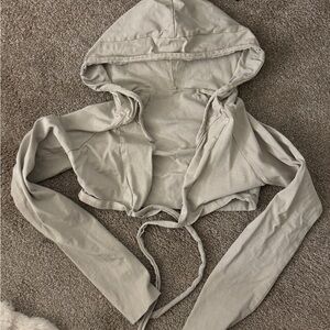 Light Gray Hooded Crop Top